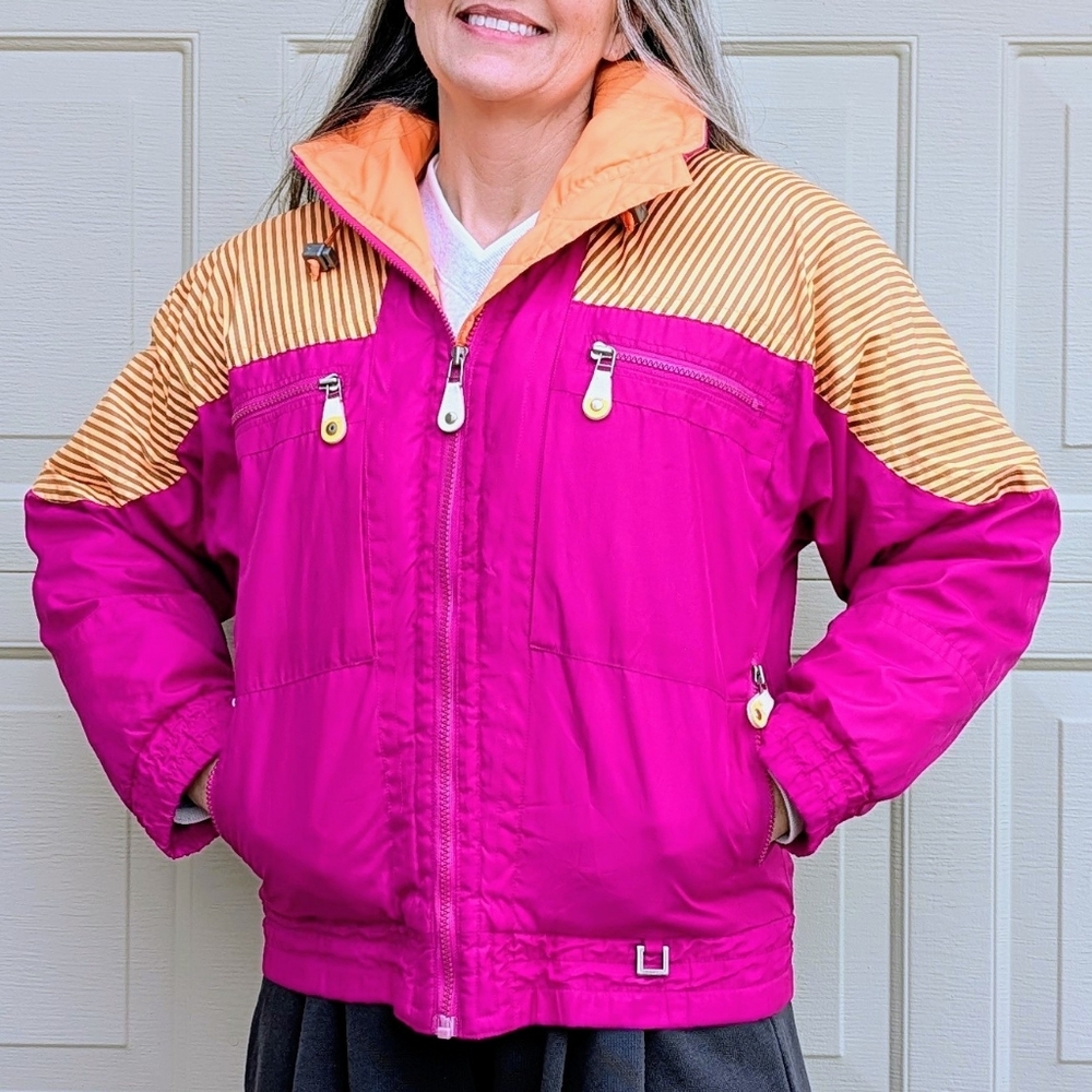 1980's NEON SKI COAT winter down jacket S